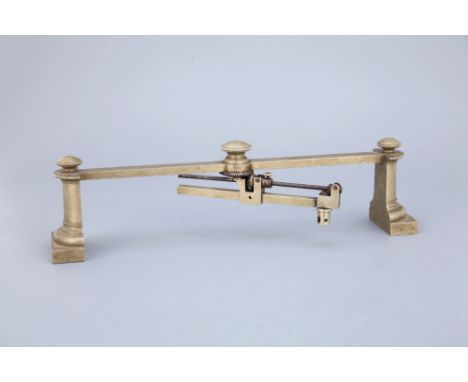 English, c.1880, unsigned, constructed of solid German silver with two heavy architectural pillar supports, adjustable geared