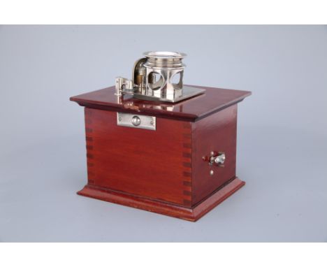 French polished mahogany light box with chrome viewer, in original box