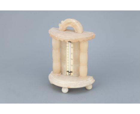 English, c.1880, thermometer signed 'Walter, Matlock Bath' with scale in Fahrenheit, constructed of turned and carved white a