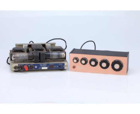 PYE Stereo Valve amplifier and preamplifier, c.1960, with original instruction booklet, preamp with cover, untested sold as s