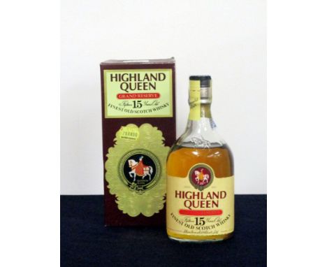  1 75 cl bt Highland Queen Grand Reserve 15 YO Finest Old Scotch Whisky. Built in Pourer Portugese Import oc sl ull