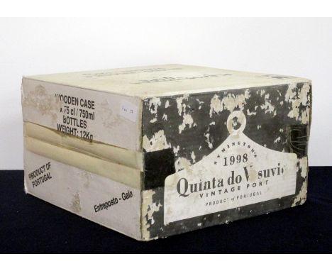  6 bts Quinta do Vesuvio 1998 Vintage Port owc Polished wooden presentation case with ceramic bin label