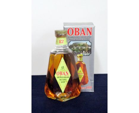 1 75cl bt Oban 12YO Unblended Highland Malt Scotch Whisky 40% Decanter Style bottle with glass stopper 1980's bottled oc