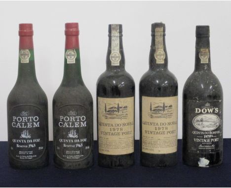  2 bts  Porto Calem Quinta da Foz Reserva 1963 bottled 1983 sl bs 2 bts Quinta do Noval Vintage Port 1978 bs base of neck 1 b