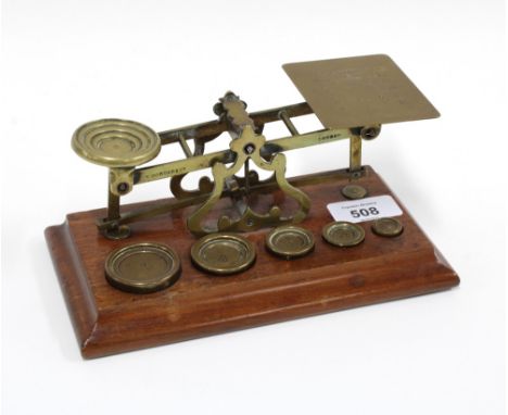 Sampson Mordan &amp; Co brass postal scales with weights 