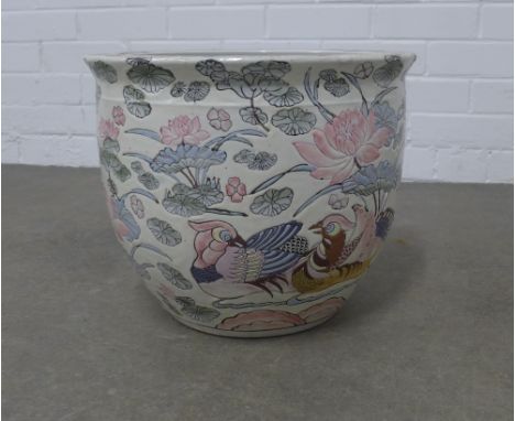 Chinoiserie planter / fish bowl, 37 x 30cm.