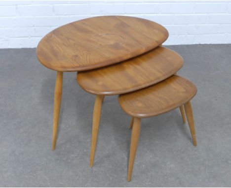 Ercol nest of three Pebble tables,  light elm, 65 x 41 x 44cm. (3)