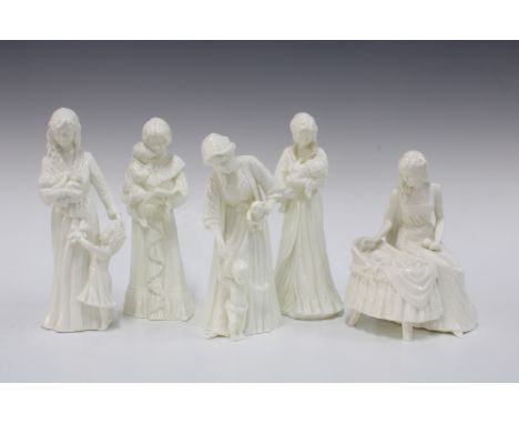 Five Royal Worcester figures of mothers with their children, to include Sweet Dreams,  Mother's Love, Once Upon a Time, New A