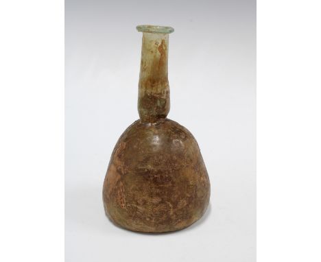 Roman glass jug / decanter of mallet form, circa 2nd Century AD, 18cm