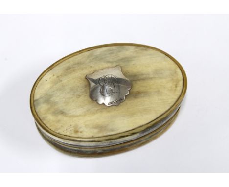 William Dunningham, Aberdeen, silver mounted oval horn snuff box, c1900, 9cm