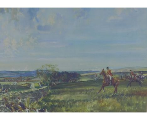 MICHAEL LYME, a Frost &amp; Reed hunting print. signed and with blind stamp. framed under glass, 53 x 42cm