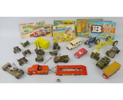 Various makers - model catalogues for Britains 1966/67/68/70, Corgi 1961/65/66/?, Dinky 2 x 1960's, and a quantity of playwor
