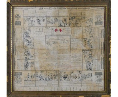 A framed late Victorian Fulton's Patent 12801 military aide memoire cloth handkerchief, the centre printed with working detai