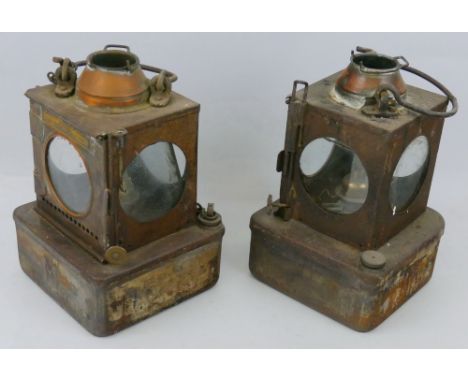 A pair of LNER Welch Patent lamps, by The Lamp Manufacturing and Railway Supplies Company, of typical square section form, 23