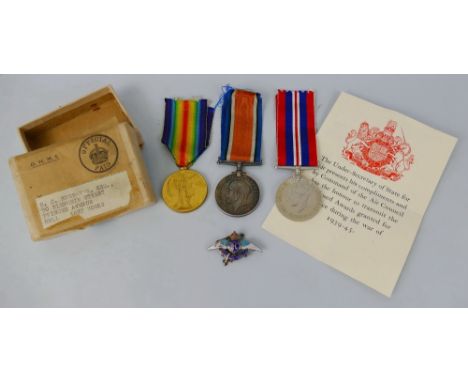 Two WWI medals, comprising British War Medal and Victory Medal awarded to 162277.  3.A.M.W.L. Husbands RAF, RFC sterling silv