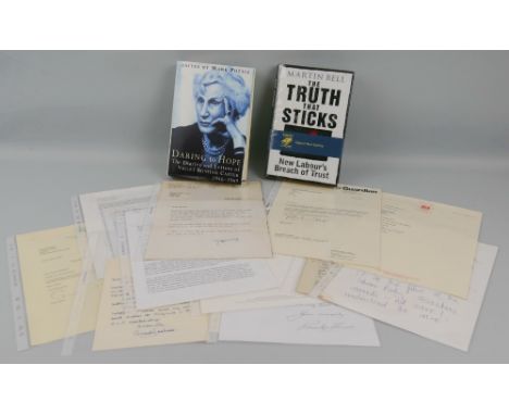 A quantity of politically related signatures on letters and books, including a TLS Tony (Benn), a TLS Michael Foot, various l