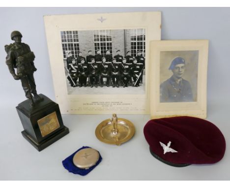 An archive of items relating to Major D.M. Mayfield T.D. of the Parachute Regiment, comprising beret dated 1958, half length 