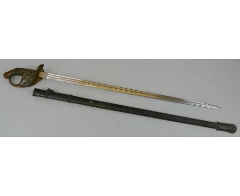 A late 19th century Imperial German/Prussian infantry officer's sabre, the 79cm steel double fullered blade inscribed Weyersb