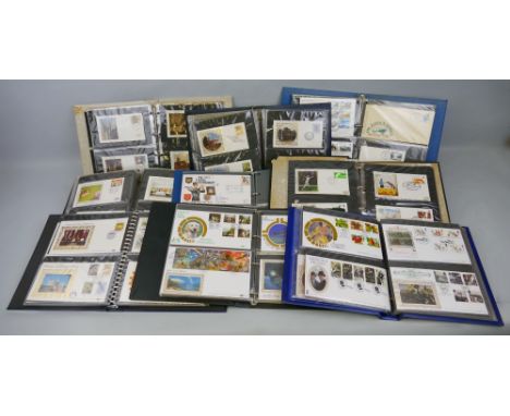 A collection of nine folders of Benham First Day Covers, circa 1970 -1980, to include National Trust and Christmas 1974. 