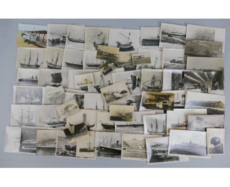Forty four real photographic postcards, predominantly of maritime interest including images of model ships etc, and seventeen