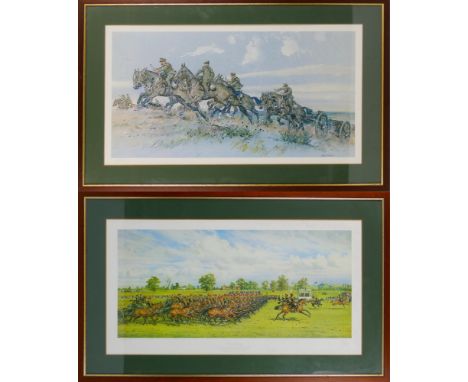 After Joan Wanklyn (former artist to The Royal Regiment of Artillery), pair of signed colour prints "Gallop Past 1987" and "T