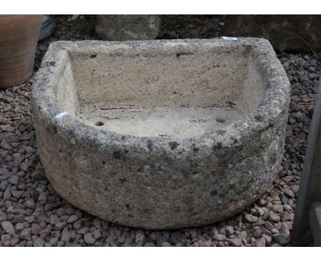 D shaped stone trough - Approx length: 60cm 