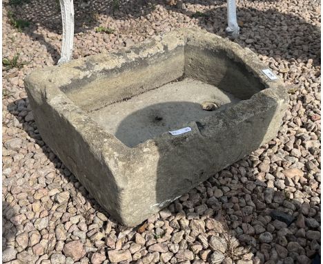 Stone trough with drain hole - Approx length: 53cm 