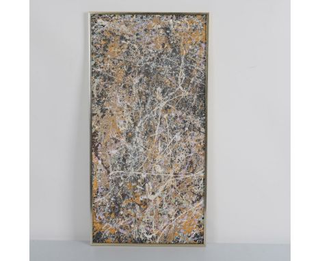 Original Abstract Expressionist acrylic on board painted with earth and muted tones in the lyrical drip technique of Jackson 