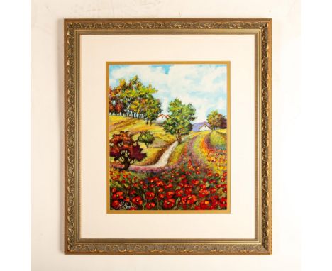 Spring Blossom is an original color serigraph on wove paper by Post-Impressionist Mark Braver in this joyous landscape. House