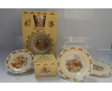Royal Doulton Bunnykins, including plates, cups, etc, (1 tray).