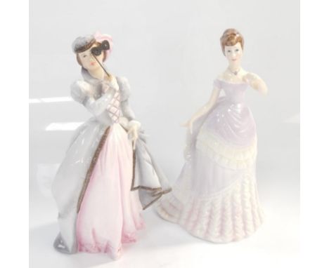 Two Royal Worcester lady figures, Emily and masquerade, both 21cm high.