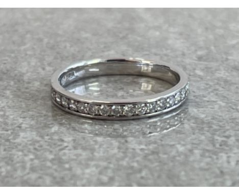 18CT WHITE GOLD HALF SET ETERNITY RING SIZE M 2.9G