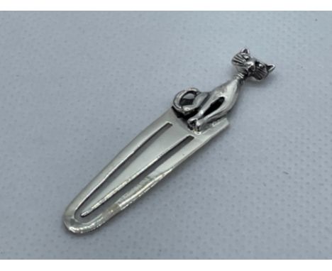 SILVER BOOKMARK WITH CAT FINIAL