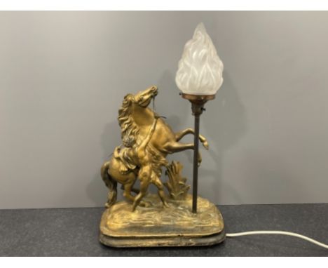 BEAUTIFUL ART DECO MARLY HORSE GOLD LAMP