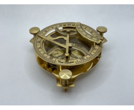 BRASS CASED SUNDIAL AND COMPASS