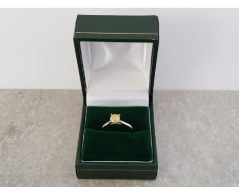 1CT FANCY YELLOW DIAMOND AND 18CT WHITE GOLD SOLITAIRE RING, UNUSED LIKE NEW, SIZE M, 2.8G GROSS, COLOUR FANCY YELLOW, CLARIT