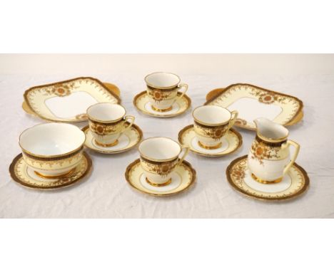 'MEITO CHINA' TEA SERVICE
comprising seven cups; ten saucers; ten side plates; two cake plates; sugar basin and milk jug (31)