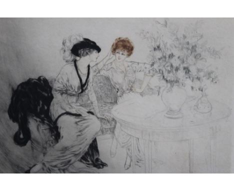 Louis Icart (1888-1950) Aquatint - The Conversation, 51/125, signed in pencil, in glazed frame, 30cm x 37cm