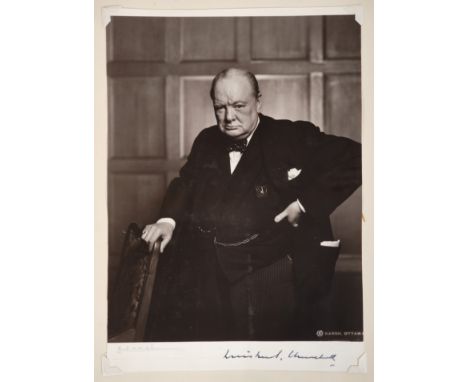 The Right Honourable Sir Winston Churchill a fine wartime signed presentation portrait photograph by Karsh. The iconic resolv