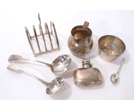 Selection of miscellaneous silver including George III Irish silver sauce ladle (Dublin 1811) another Victorian (Dublin 1876)