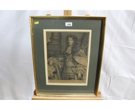 P. Lely engraving by A. Blooteling black and white engraving - portrait of James, Duke of Monmouth &amp; Buccluch..., circa16