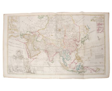 Herman Moll (d. 1732), large hand-coloured map - ‘Asia’, presentation to William, Lord Cowper, Lord High Chancellor of Great 