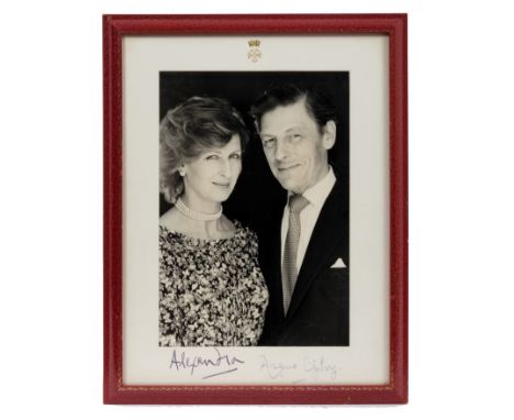 H.R.H. Princess Alexandra and The Honourable Angus Ogilvy signed presentation portrait photograph of the Royal couple with gi