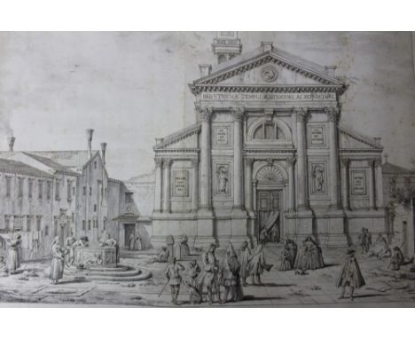 Attributed to Antonio Visentini (1688-1782) pair of 18th century pen, ink and wash architectural drawings depicting the Churc