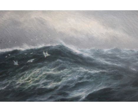 Manner of Henry Moore, oil on canvas - seascape, in glazed gilt frame, 41cm x 61cm