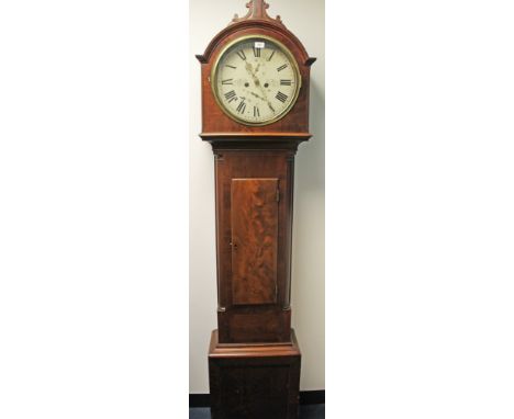 19th Century 8 day longcase clock by W. Bell of Wick, the circular painted 13” dial with subsidiary seconds and date dials, i