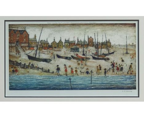 *Laurence Stephen Lowry (1887-1976) signed limited edition print - The Beach, signed in pencil lower right, with Fine Art Tra