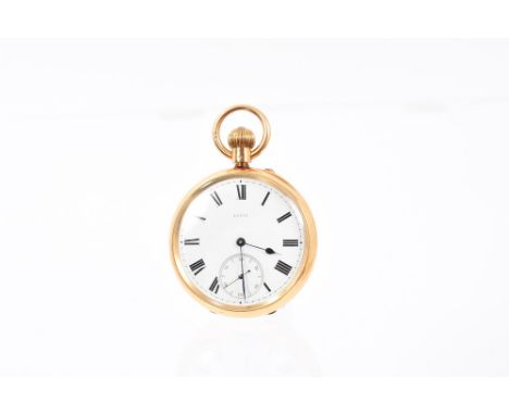 Victorian gentlemen's 18ct gold pocket watch with English three-quarter plate button-wind movement signed ‘J Hall &amp; Co, 5