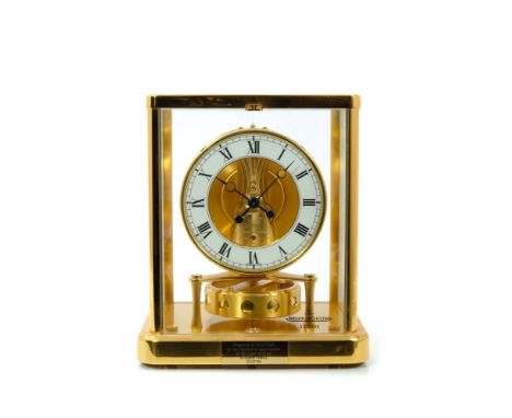 Late 20th century Jaeger-LeCoultre Atmos clock, with 540 calibre movement, number 695325,and white chapter ring, in lacquered