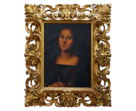 19th century Italian school oil on canvas - portrait of Maria Madalena, in good Florentine frame, 46cm x 34cm
